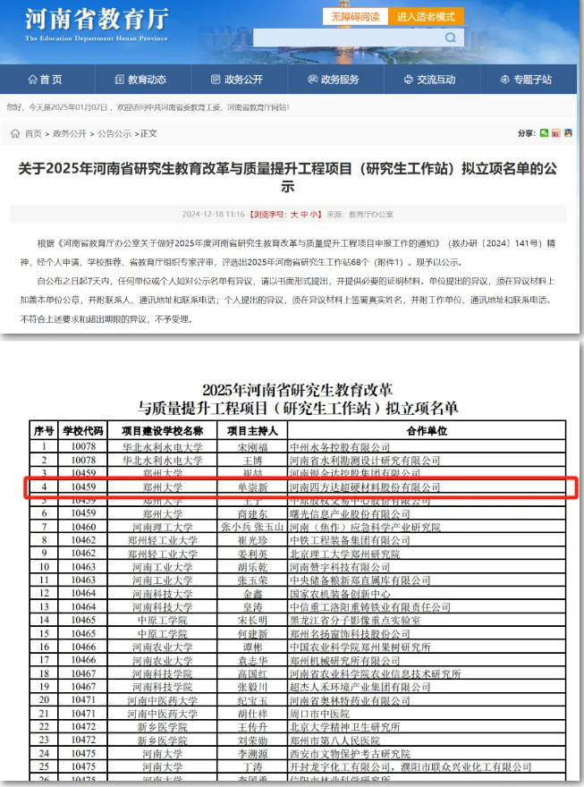 喜訊|四方達(dá)與鄭州大學(xué)聯(lián)合建立的研究生培養(yǎng)基地獲批立項(xiàng)