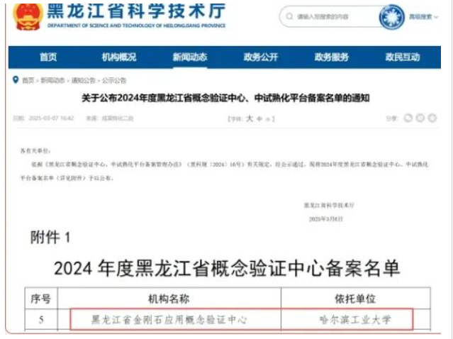 紅外薄膜與晶體團(tuán)隊(duì)獲批黑龍江金剛石應(yīng)用概念驗(yàn)證中心